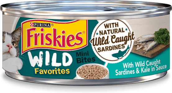 Friskies Wild Favorites Mini Bites With Wild Caught Sardines & Kale In Sauce